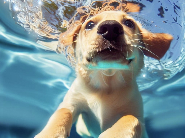 泳ぐ犬