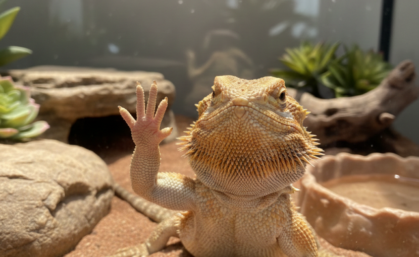 フトアゴヒゲトカゲの前足振り