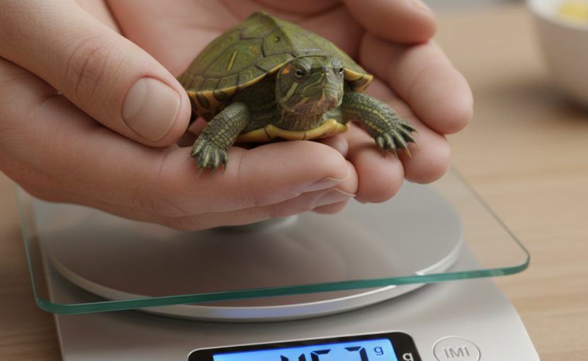 水カメの体重測定
