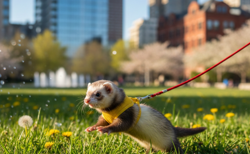 フェレットの散歩