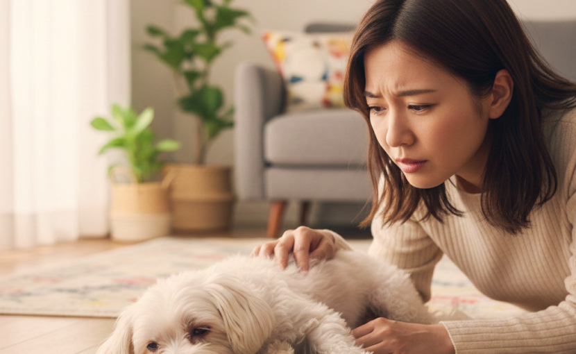 ぐったりしているマルチーズ